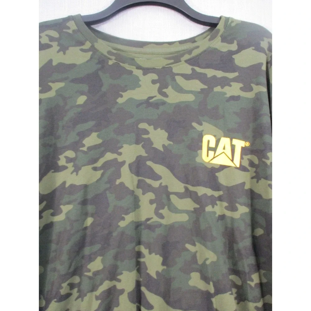 Caterpillar Mens Camo Long Sleeve Graphic T-Shirt CAT Logo Green XL - Picture 2 of 10